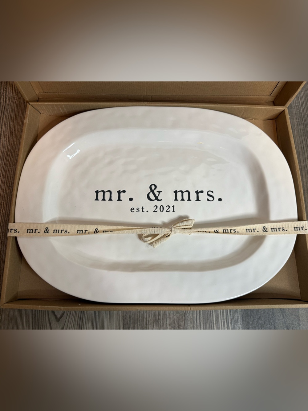 Mud Pie Mr. & Mrs. EST 2021 Platter